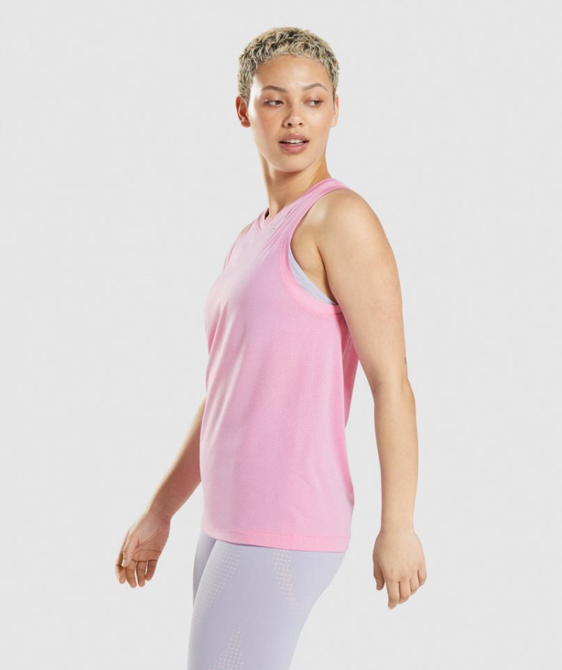 Women's Gymshark Vital Seamless 2.0 Light Loose Tanks Pink | NZ 3BSVHT